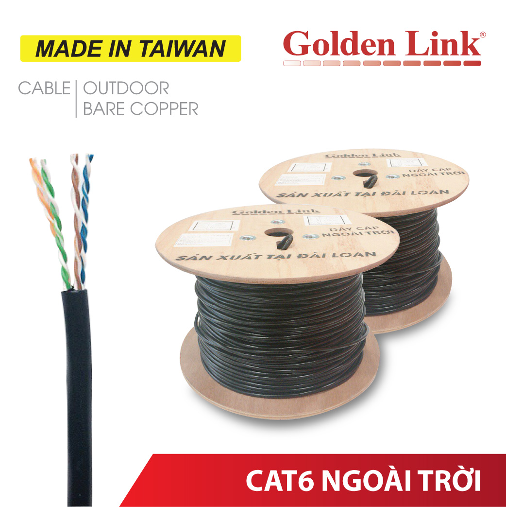 CÁP MẠNG ĐỒNG NGUYÊN CHẤT OUTDOOR GOLDEN LINK CAT6 MADE IN TAIWAN