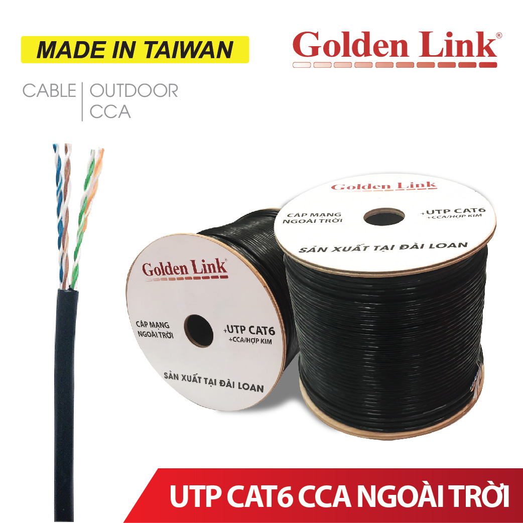 CÁP MẠNG CCA OUTDOOR GOLDEN LINK UTP CAT6 MADE IN TAIWAN