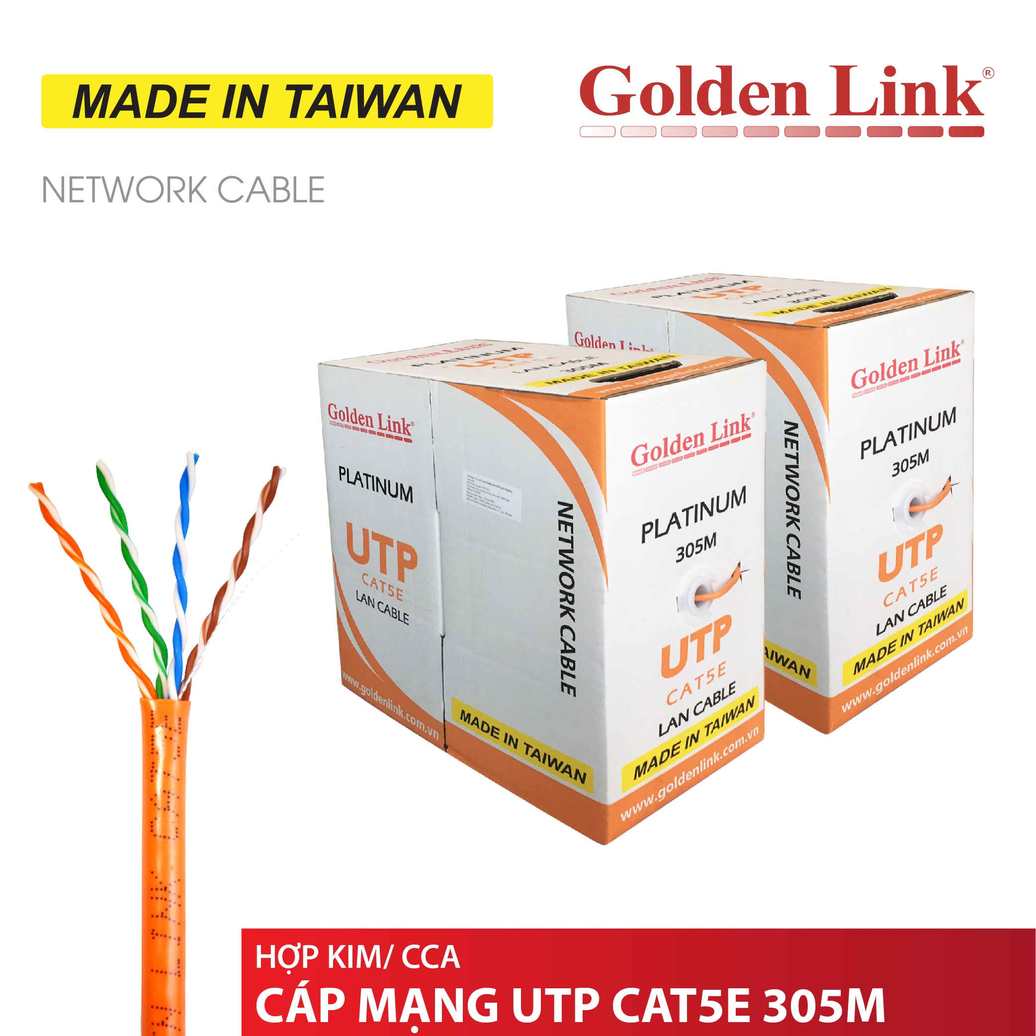 Golden Link Platinum UTP CAT 5E Made in Taiwan orange