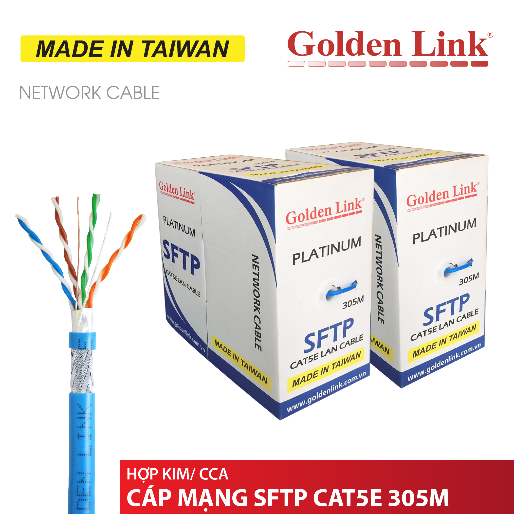CÁP MẠNG Golden Link PLATINUM SFTP CAT5E MADE IN TAIWAN
